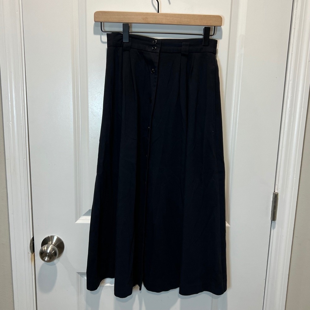 Worthington Women Midi Skirt Button Front Black 6P